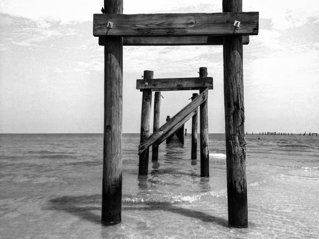 Micah Lynn (10) described this photo as, The ruins of a pier dismantled from Hurricane Katrina in Waveland, Mississippi. 