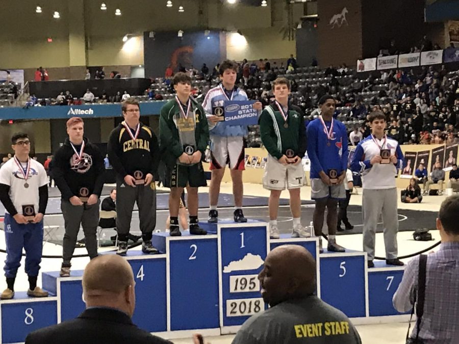 195 weight class
1st Place - Matthias Ervin of Union County
2nd Place - Benjamin Deprest of St. Xavier
3rd Place - Kadin Kulmer of Trinity (Louisville)
4th Place - Matthew Horn of Johnson Central
5th Place - Niko Bussell of Christian County
6th Place - Logan Deasel of McCracken County
7th Place - Zade Hawkins of Madison Central
8th Place - Andrew Vazquez of Oldham County