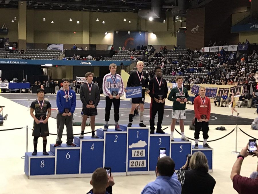 126 weight class
1st Place - Tylan Tucker of Woodford County
2nd Place - Sam Bacon of Union County
3rd Place - Blake Evans of Pleasure Ridge Park
4th Place - Jake Insko of Apollo
5th Place - Landon Lenhart of Trinity (Louisville)
6th Place - Seth Lutes of Scott
7th Place - Dillion Burton of Newport
8th Place - Sheridan Willoughby of Bourbon County