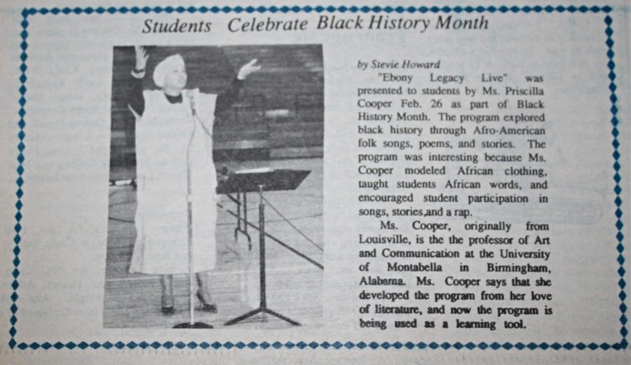 The School had Ebony Legacy Lives come in and talk to the students about Black History Month. 