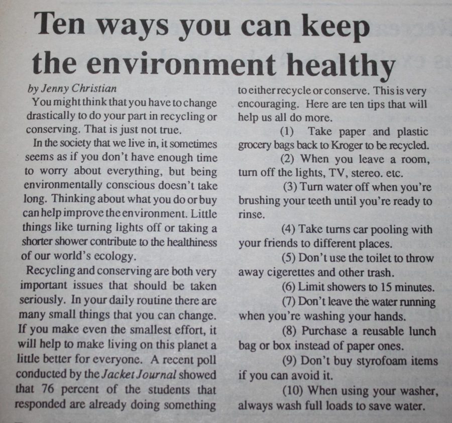 Jenny Christian wrote about how to keep our environment safe. 