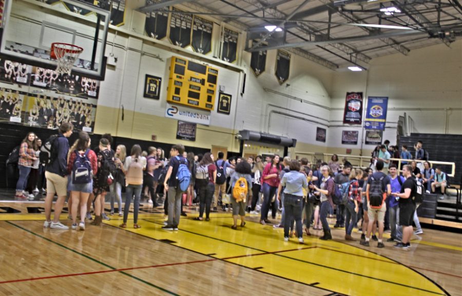 Scholars gather in the gym before the 1st bell rings