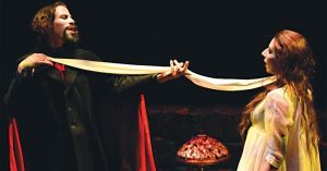 Santino Craven (left) and Rin Allen (right) performing a scene from the show Dracula. Photo by Jonathan Roberts