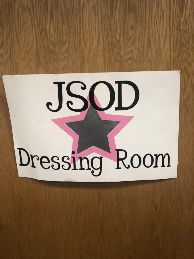 The sign on the door of the JSOD Dressing Room. Photo by Kristen Bailey.