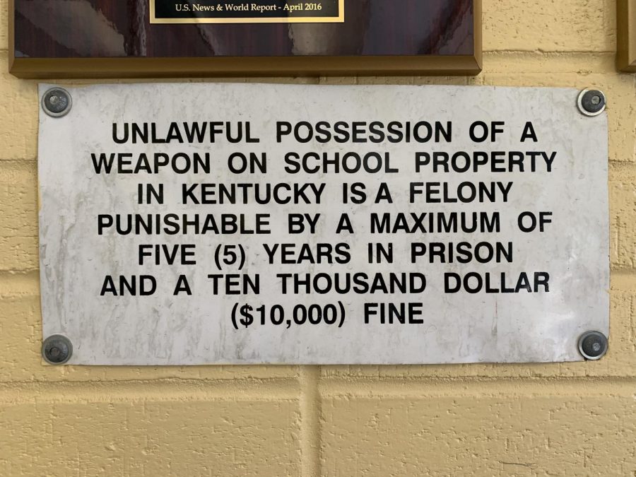 Sign posted outside of Woodford County High School.