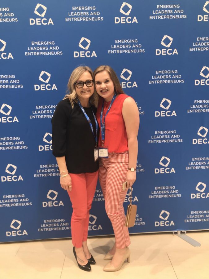 Ms. Schuerman and Emma Wesley (12) at the International Career and Development Conference.