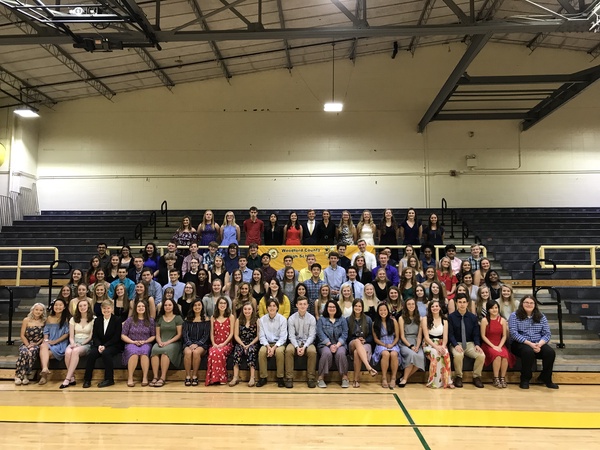 New NHS and Beta club inductees and officers at the 2019 induction ceremony.