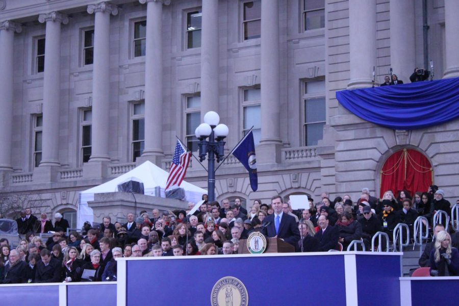 Governor Andy Beshear gives his inauguration speech.