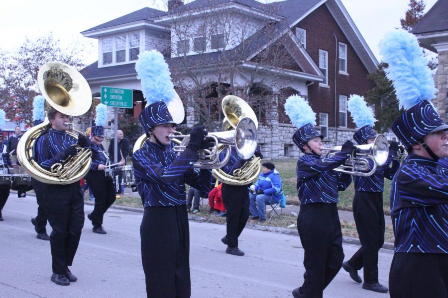 The Woodford County High School band continues the march up Capital Avenue.