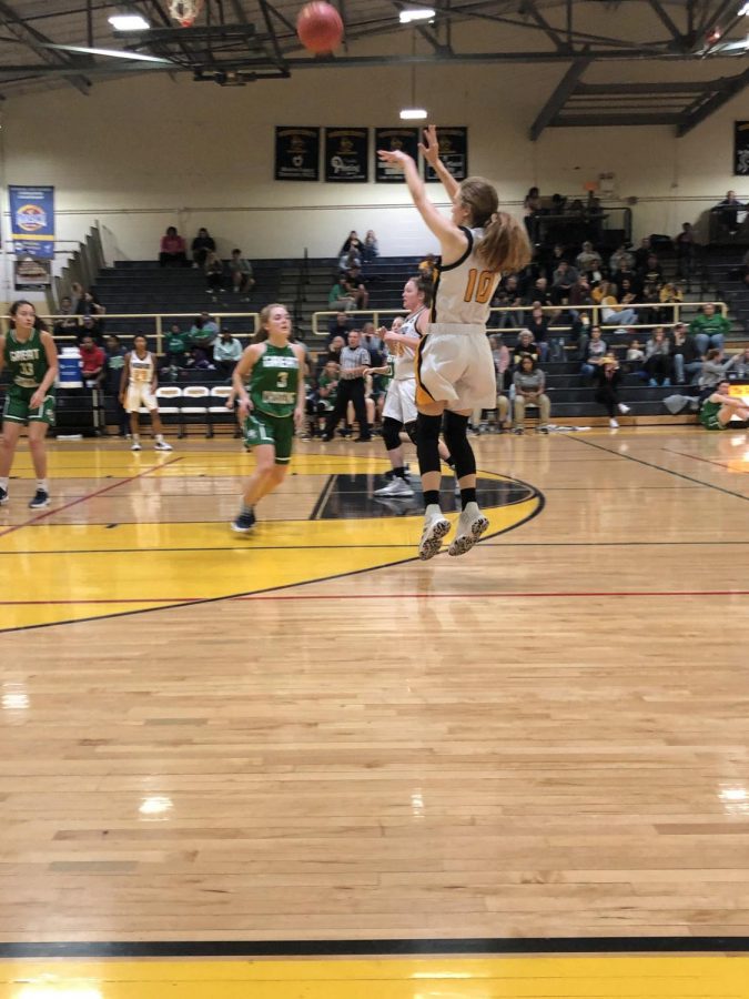 Mackenzie Karo (10) jumps to shoot the basket. 