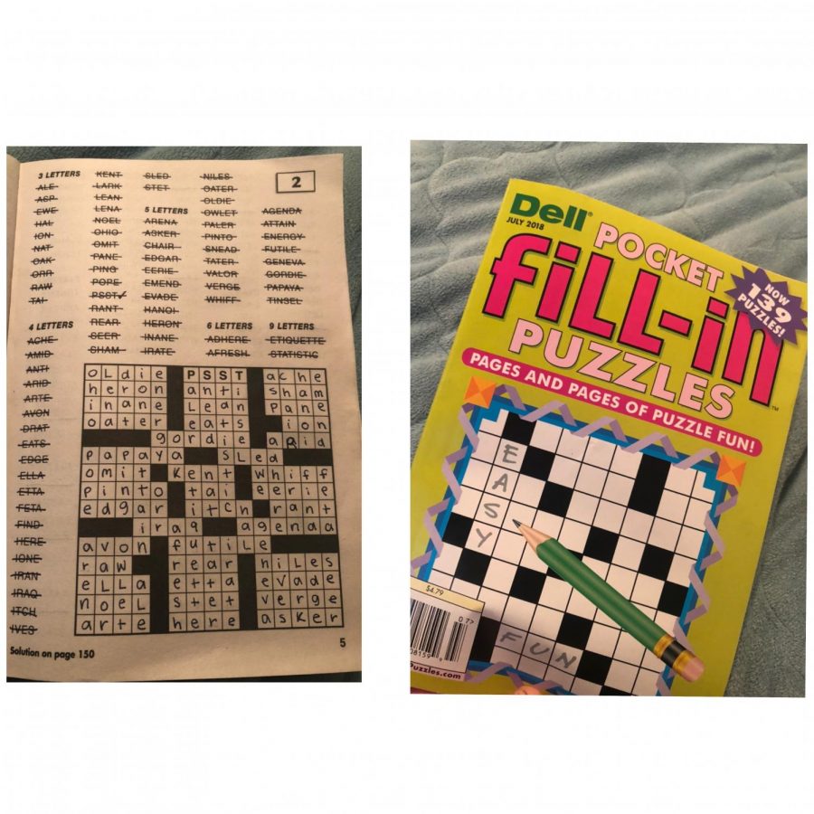 One of my personal favorite activities is completing fill-in puzzle books. You are given a grid similar to that of crossword puzzles and you have to find where each word fits. Some will give you a starting word, but some dont. There are free apps available for this if you dont have access to a physical book. If this doesnt sound appealing, there are many types of puzzles one may try, including crossword puzzles and sudoko. Photo by Kristen Bailey. 