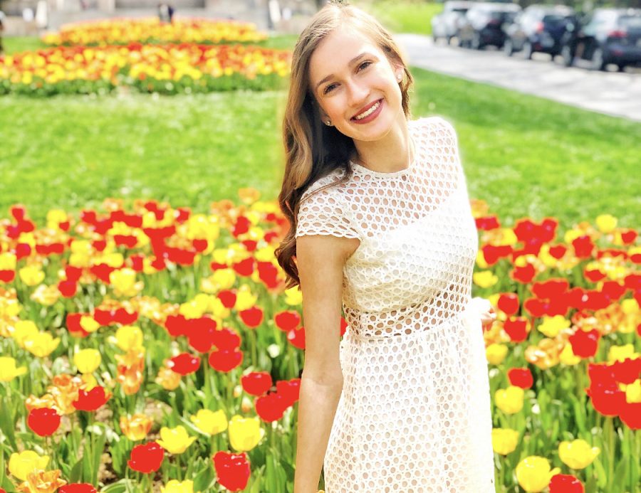 Julia Hill posing for her Easter photos at Kentuckys Capital. Photo by Kelli Hill. 