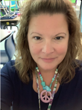 Mrs. Bentley in her classroom at Huntertown Elementary, where she teaches the following subjects; Reading, Social Studies, and Math.