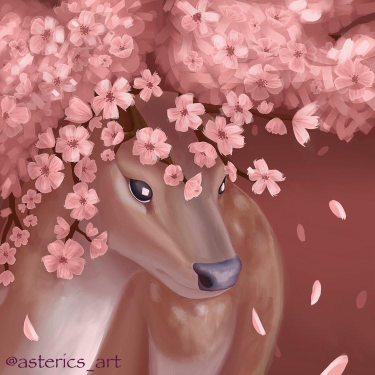 A digital drawing by Sarah she calls Sakura Deer.
