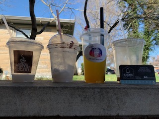 This is a picture of all of the drinks from the coffee shops . 