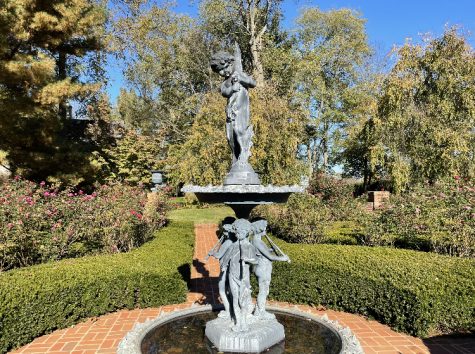 Fountain in the center of the Marylou Whitney garden.