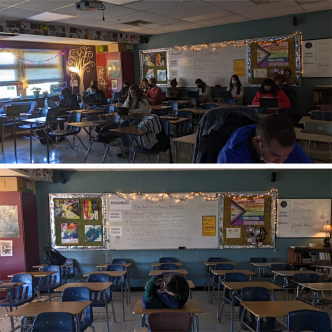 Classroom full of students VS a sad lonely one. 