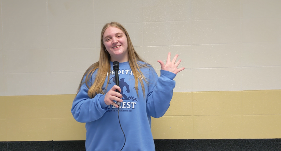 Kristen Bailey (12) introduces herself to the camera.