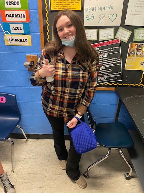 Addison Cooper (10) gives a big thumbs up during Spirit week with her country outfit.