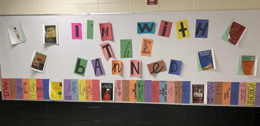 Banned Books display in the WCHS English hallway