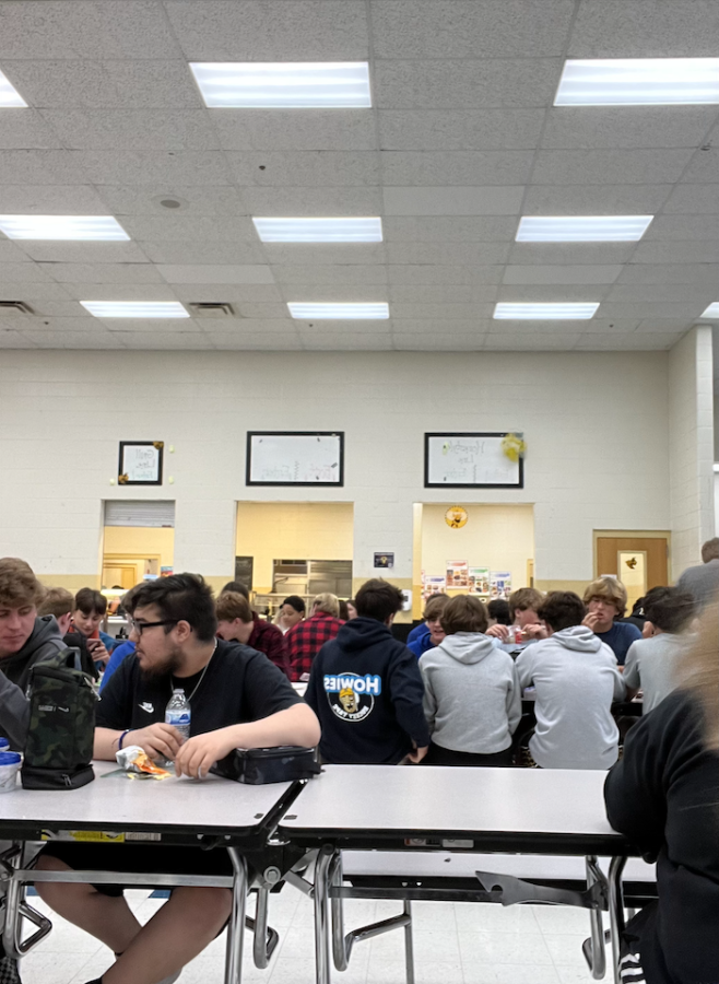 Students socializing during lunchtime. 