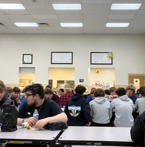 Students socializing during lunchtime. 