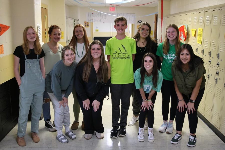 Green is for Freshman. Freshman lined up and gave big smiles for class color day. 