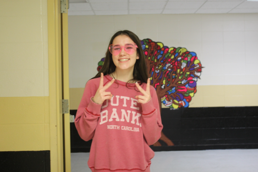 Kate Melanson (freshman) peacing out the haters. 