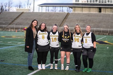 The seniors are all smiles on senior night