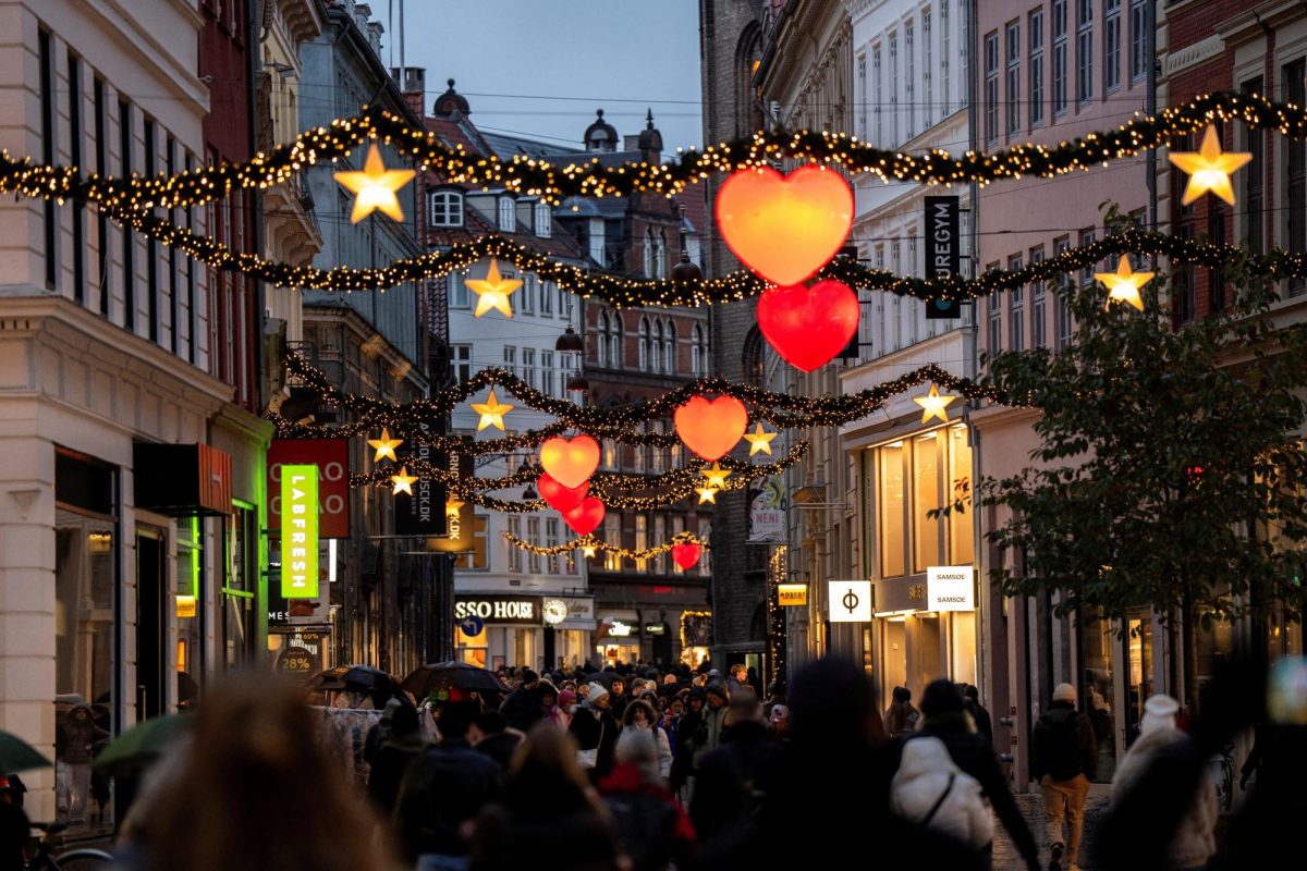 Christmas decorations and lights on the main shopping street, one month before Christmas Eve, in Copenhagen, Denmark, November 24, 2025. Ritzau Scanpix/Sebastian Elias Uth via REUTERS