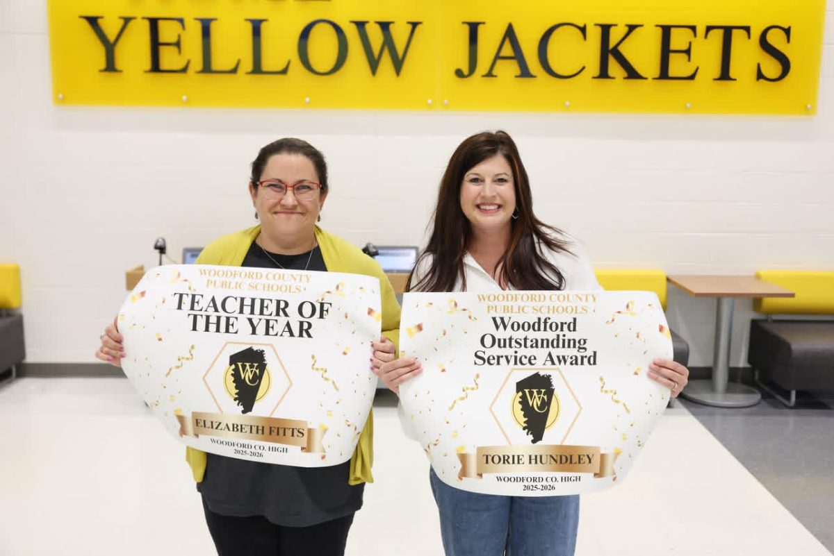Mrs.Fitts on the left is featured with Mrs.Hundley, WOSA winner of the year .