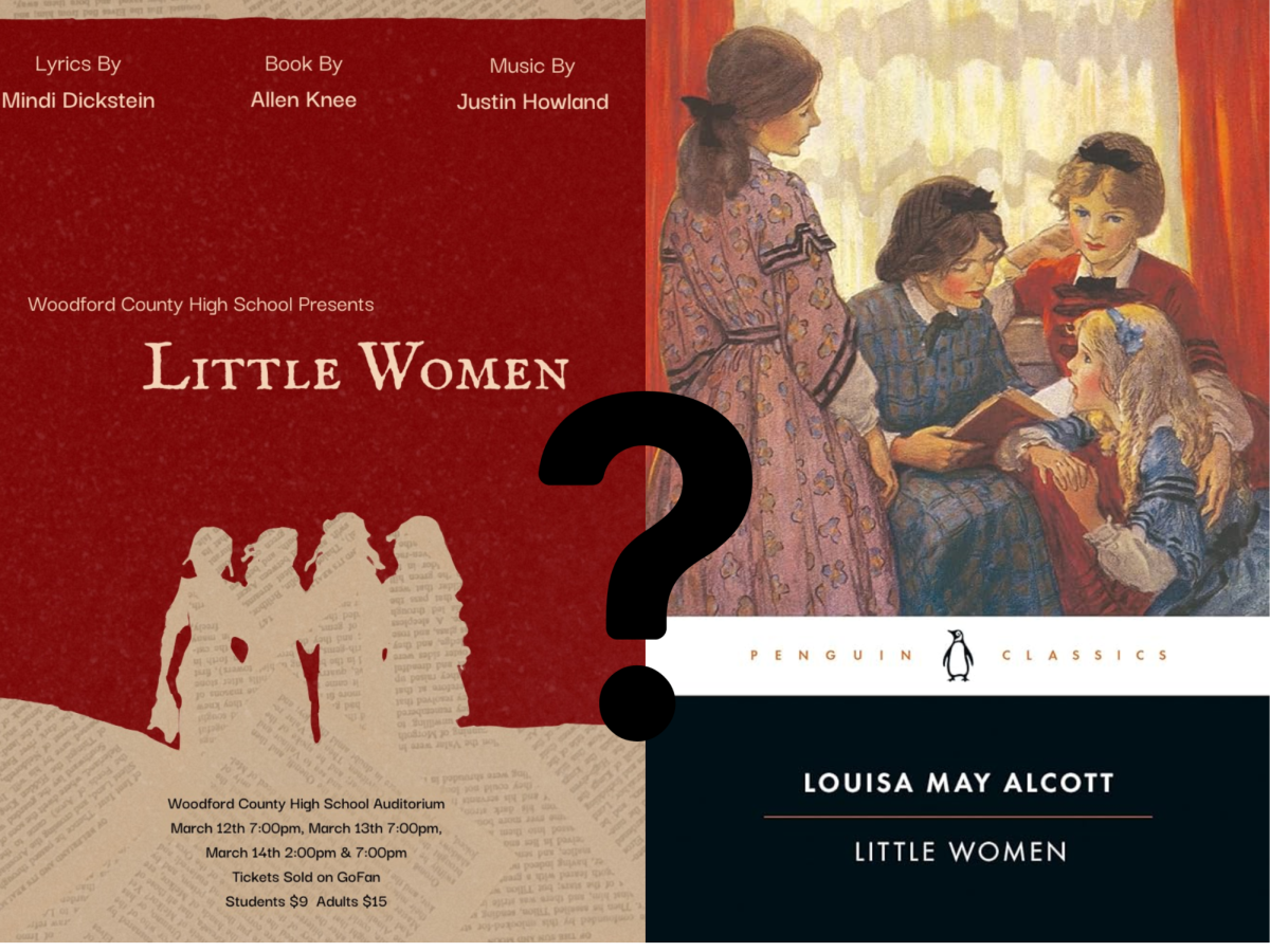 The Little Women Promotional Poster side-by-side with the Little Women novel 